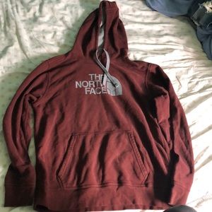 Burgundy brick red north face hoodie
